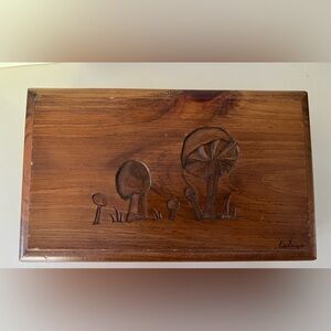 Gerard Craft Maine Hand Carved Wood Mushrooms Jewelry Box Trinkets Crafts Signed